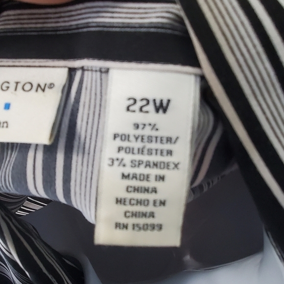 Covington Shirt Women 22W Button Down Blouse Black White Striped Shirt - Picture 3 of 9